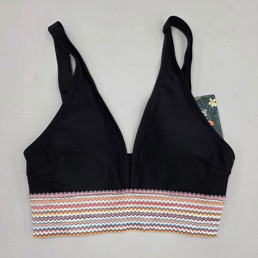 Blooming Jelly Womens Bikini Set Black Chevron High Waist Ruched Two Piece S
